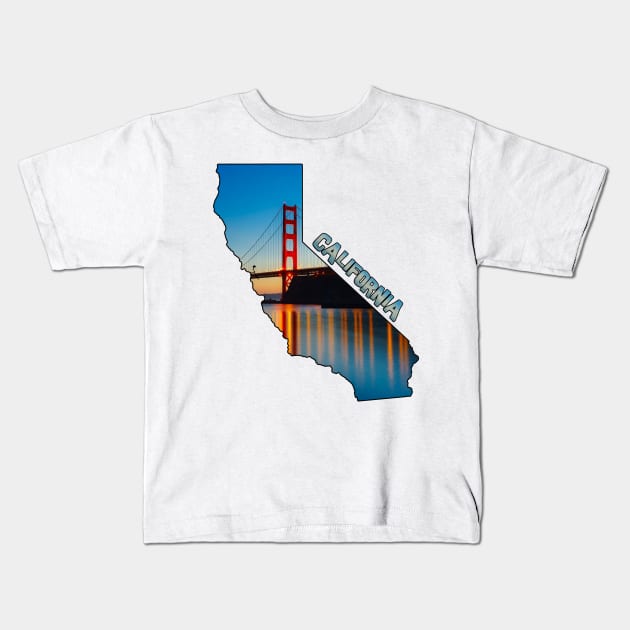 California (Golden Gate Bridge at Sunset) Kids T-Shirt by gorff